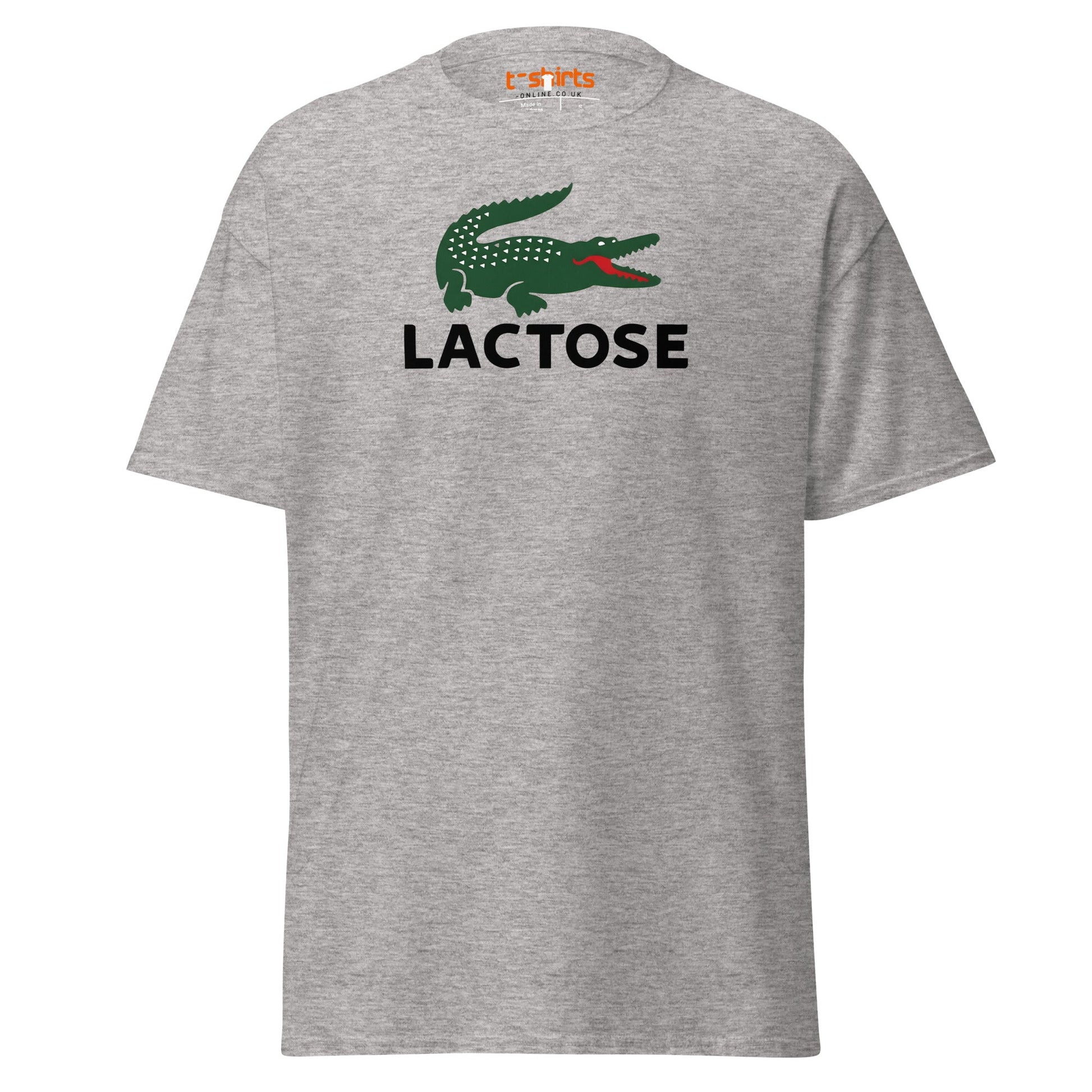 Lactose T-Shirt | Funny Parody Crocodile Logo Tee - Sport Grey - T-Shirts Online