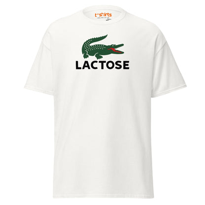 Lactose T-Shirt | Funny Parody Crocodile Logo Tee - White - T-Shirts Online