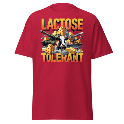Lactose Tolerant T-Shirt - Funny Cow & Military Graphic Tee - Cardinal - T-Shirts Online