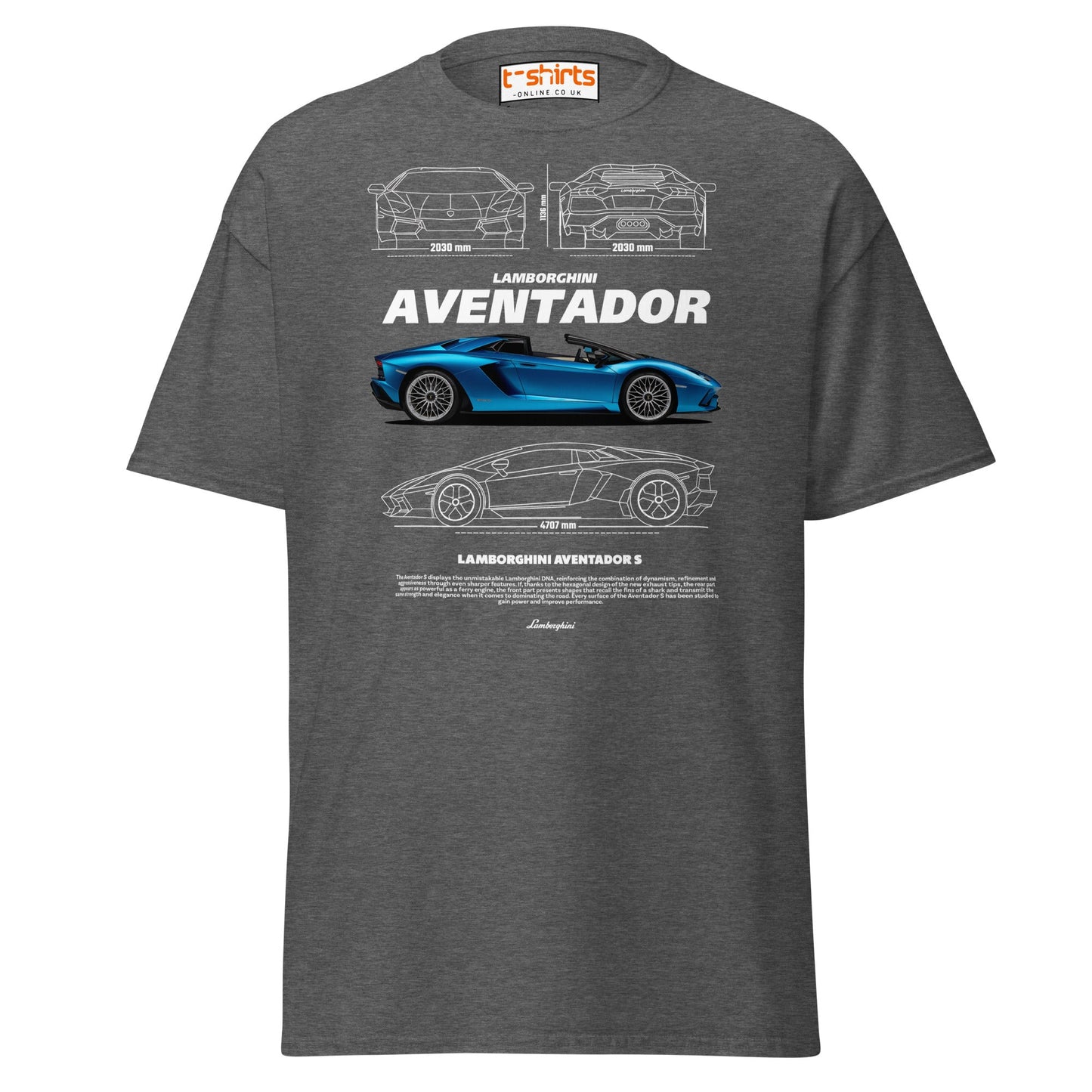 Lamborghini Aventador T-Shirt | Supercar Tee - Dark Heather - T-Shirts Online