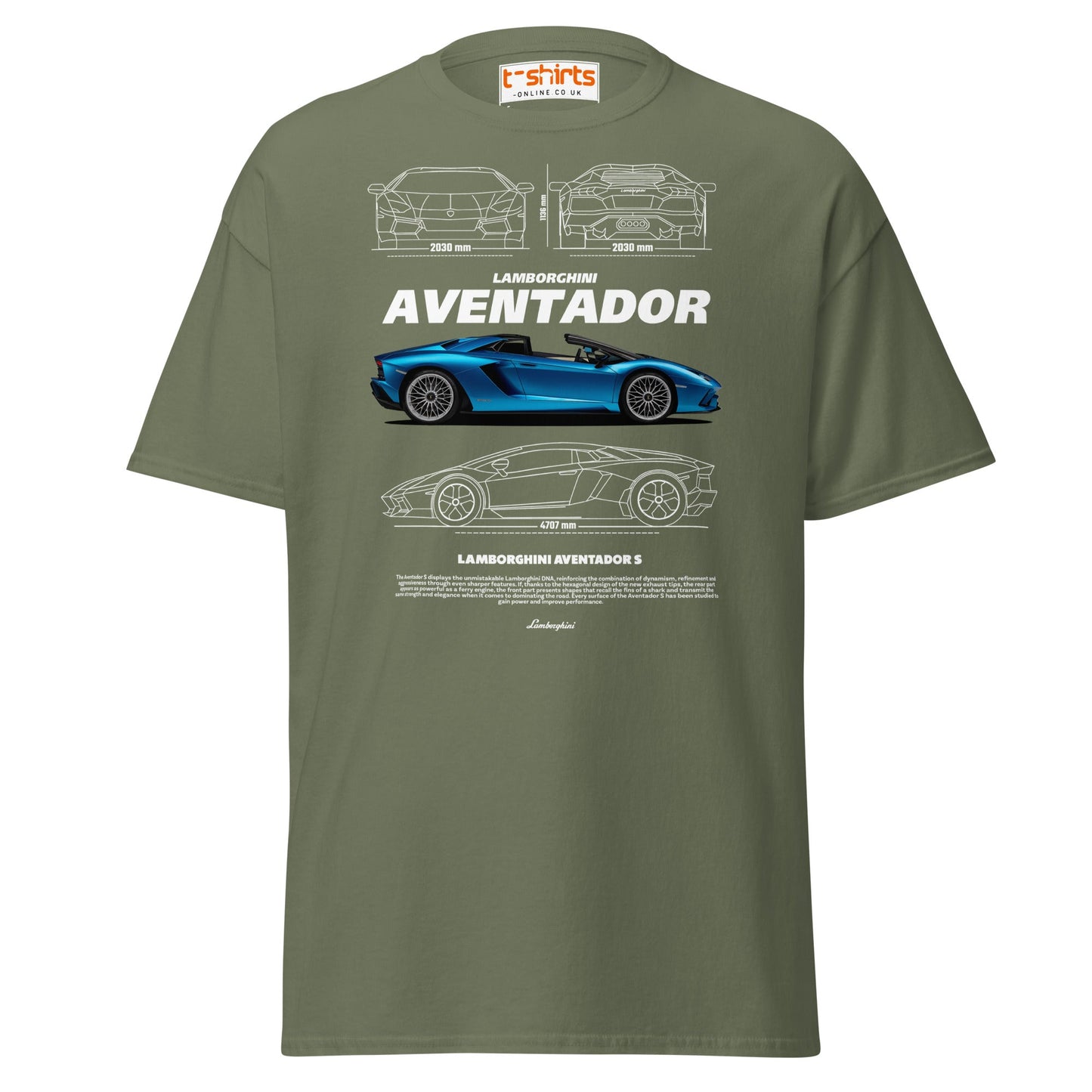 Lamborghini Aventador T-Shirt | Supercar Tee - Military Green - T-Shirts Online