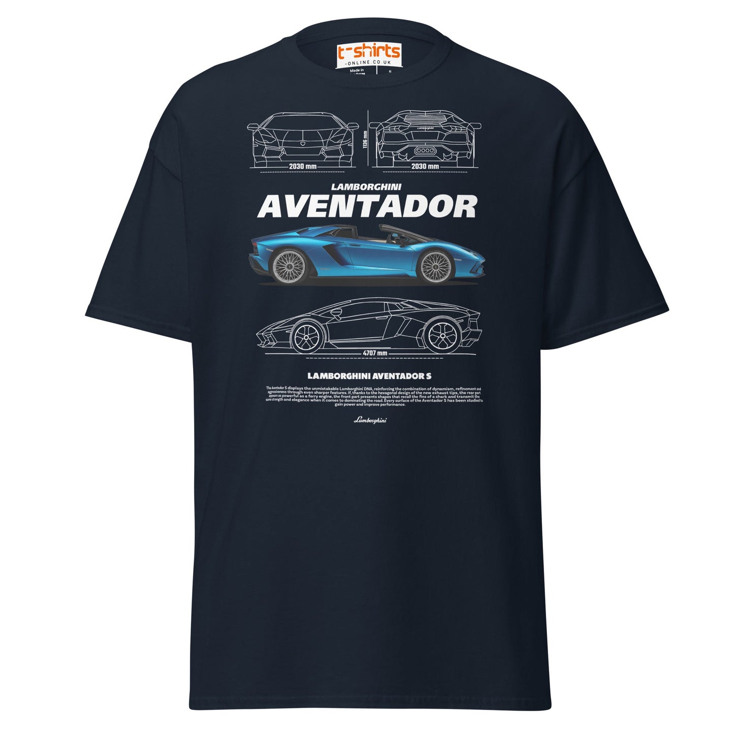 Lamborghini Aventador T-Shirt | Supercar Tee - Navy - T-Shirts Online