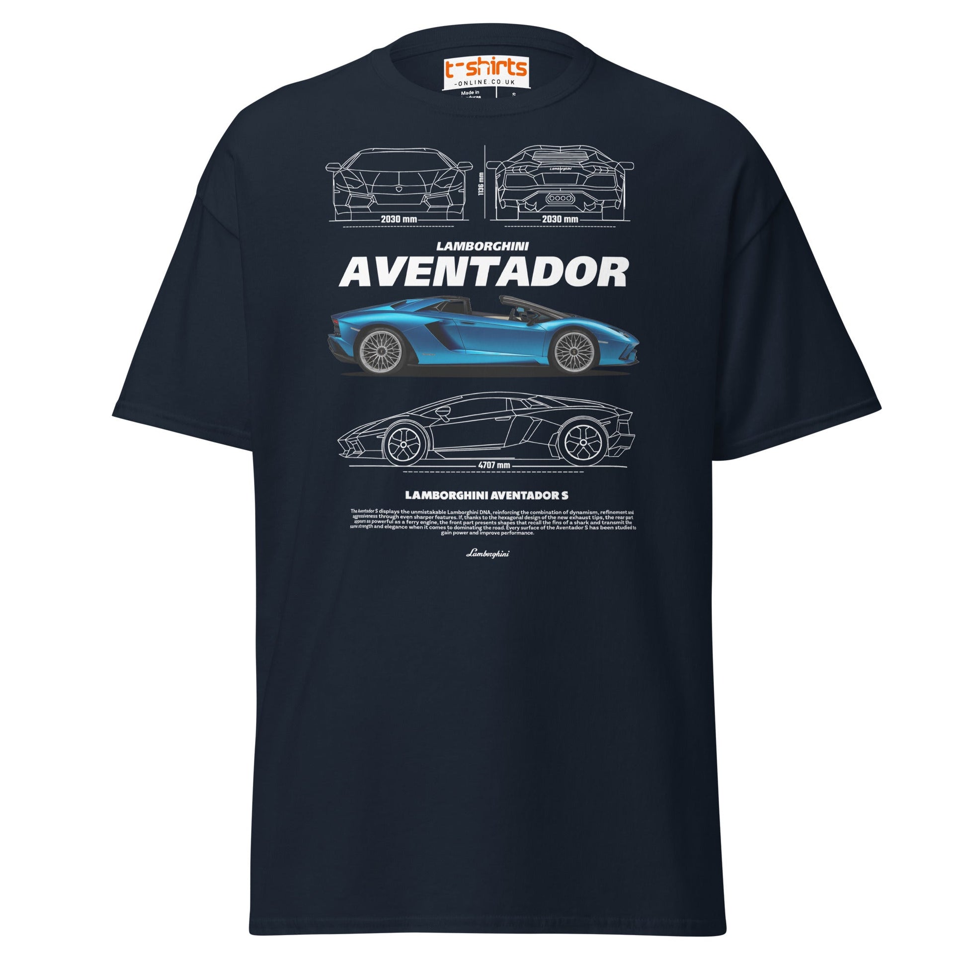 Lamborghini Aventador T-Shirt | Supercar Tee - Navy - T-Shirts Online