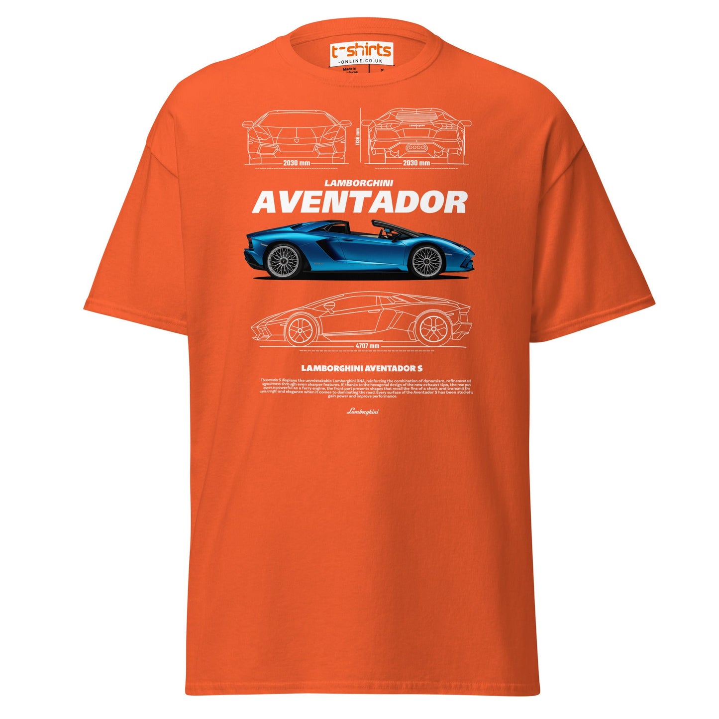 Lamborghini Aventador T-Shirt | Supercar Tee - Orange - T-Shirts Online