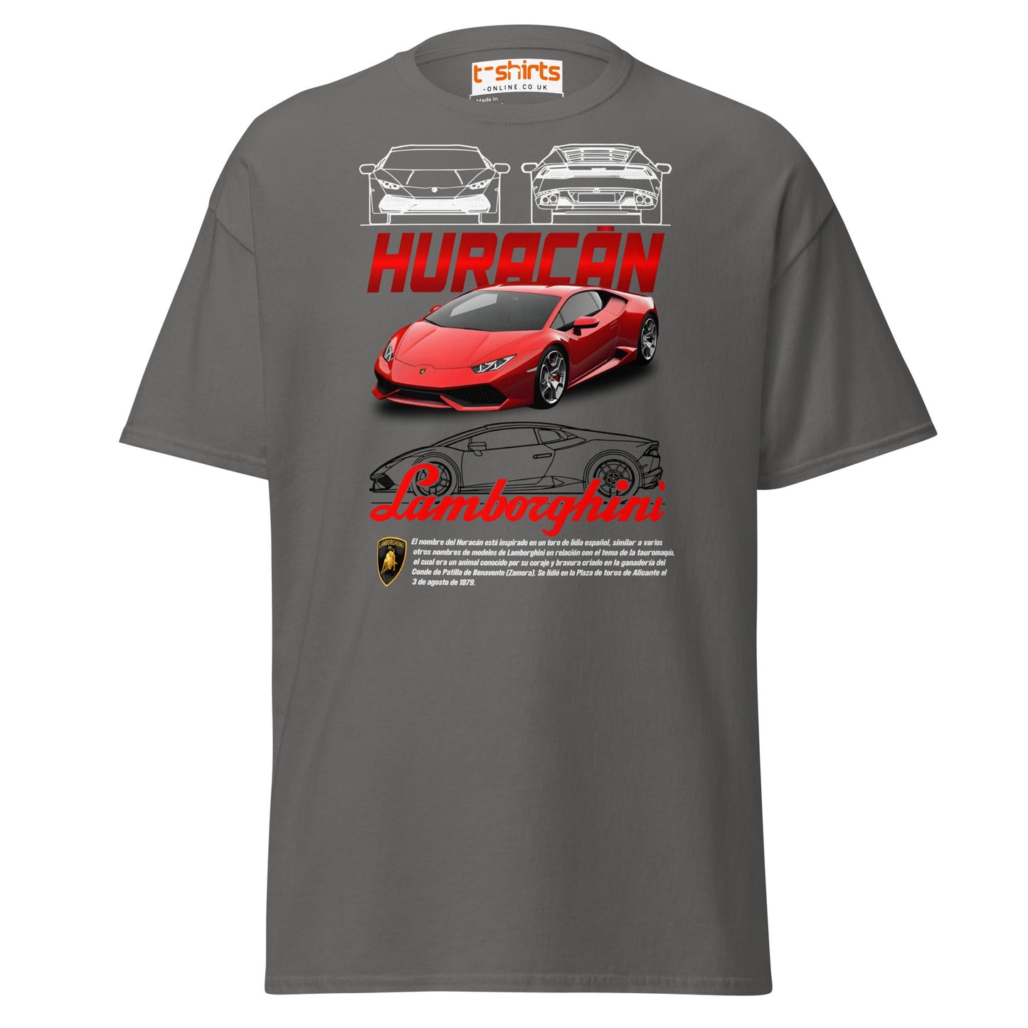 Lamborghini Huracán T-Shirt | Supercar Enthusiast Tee - Charcoal - T-Shirts Online