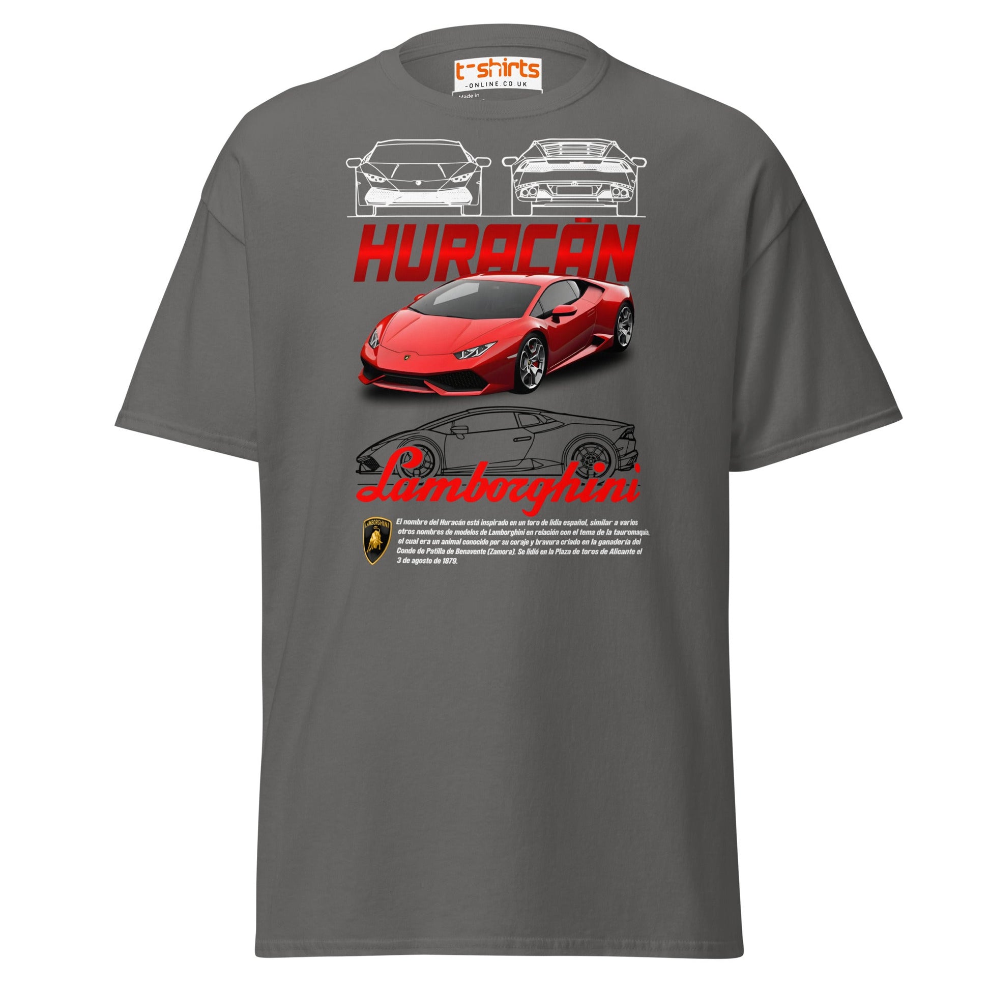 Lamborghini Huracán T-Shirt | Supercar Enthusiast Tee - Charcoal - T-Shirts Online