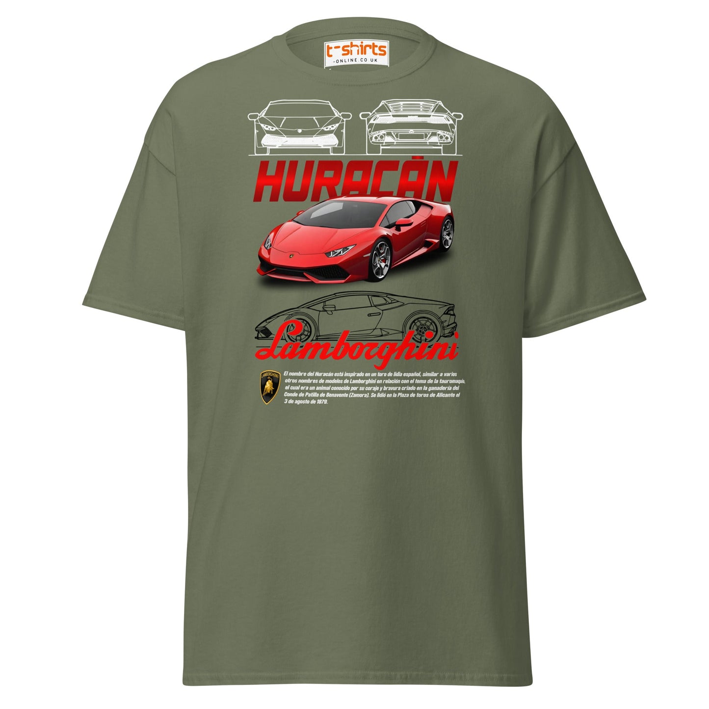 Lamborghini Huracán T-Shirt | Supercar Enthusiast Tee - Military Green - T-Shirts Online