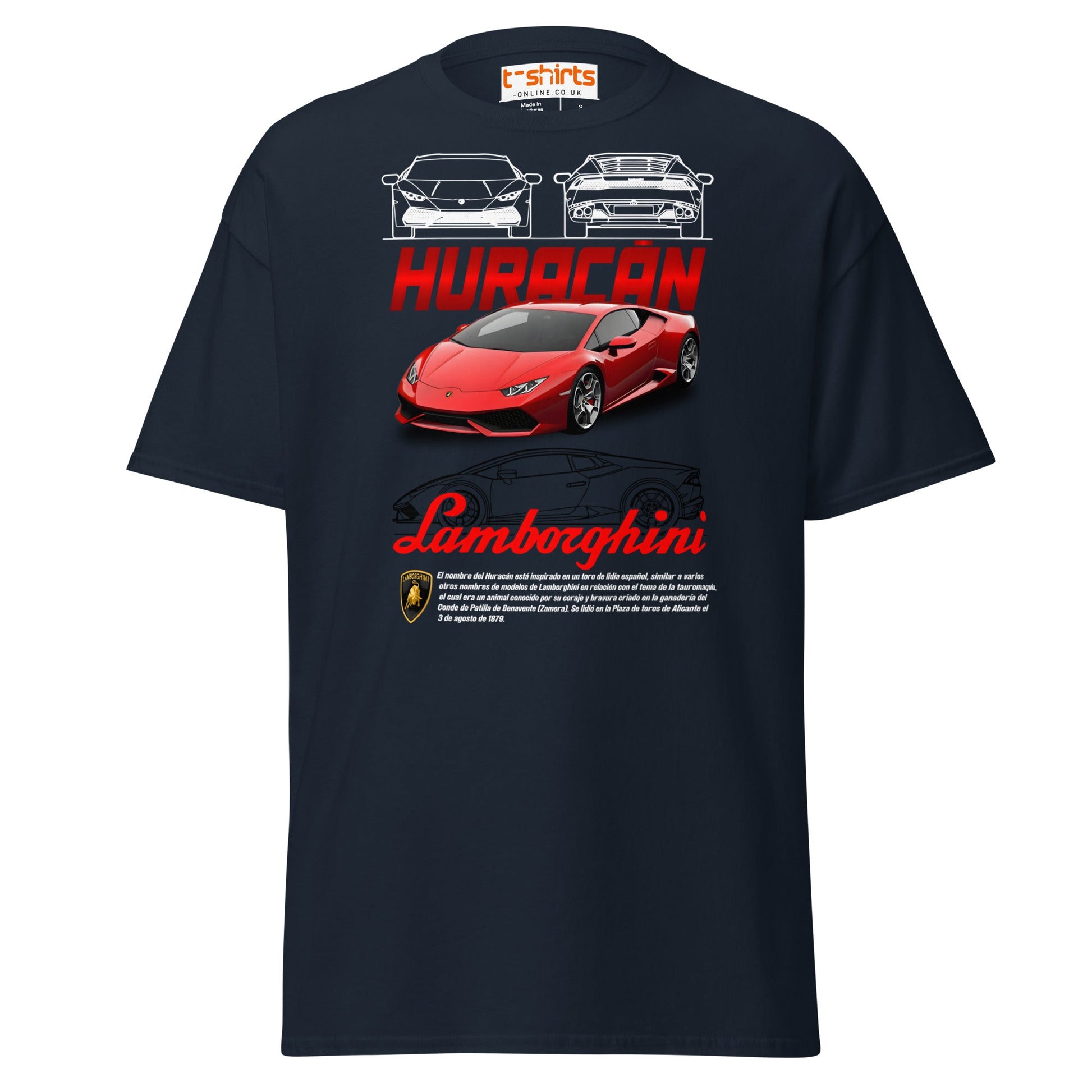 Lamborghini Huracán T-Shirt | Supercar Enthusiast Tee - Navy - T-Shirts Online
