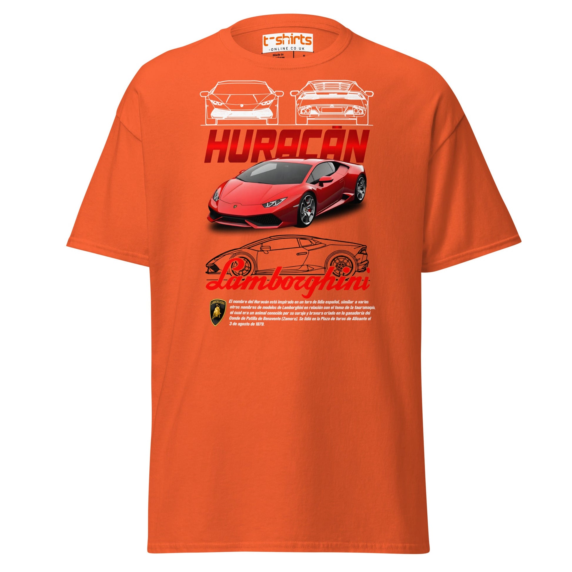 Lamborghini Huracán T-Shirt | Supercar Enthusiast Tee - Orange - T-Shirts Online
