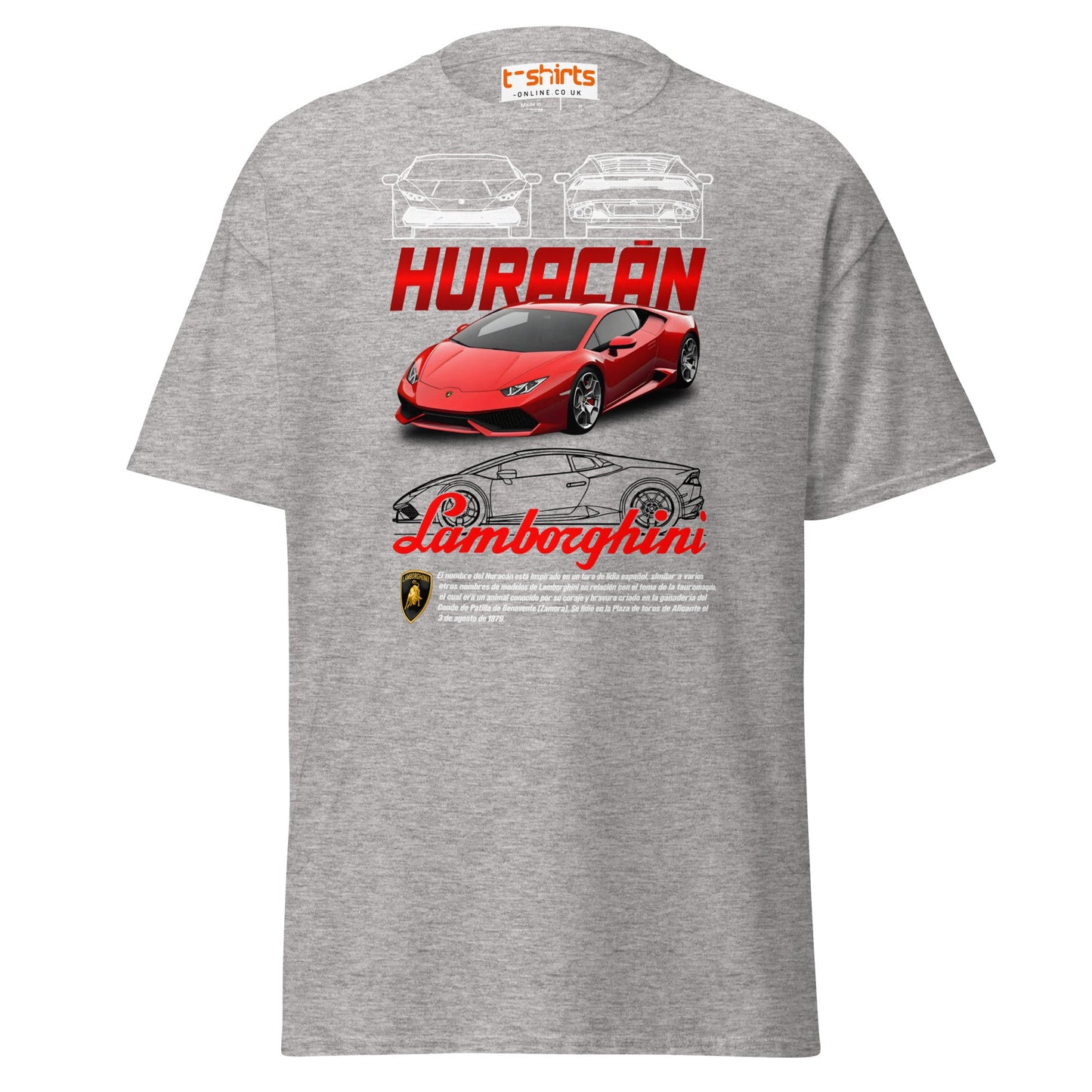 Lamborghini Huracán T-Shirt | Supercar Enthusiast Tee - Sport Grey - T-Shirts Online