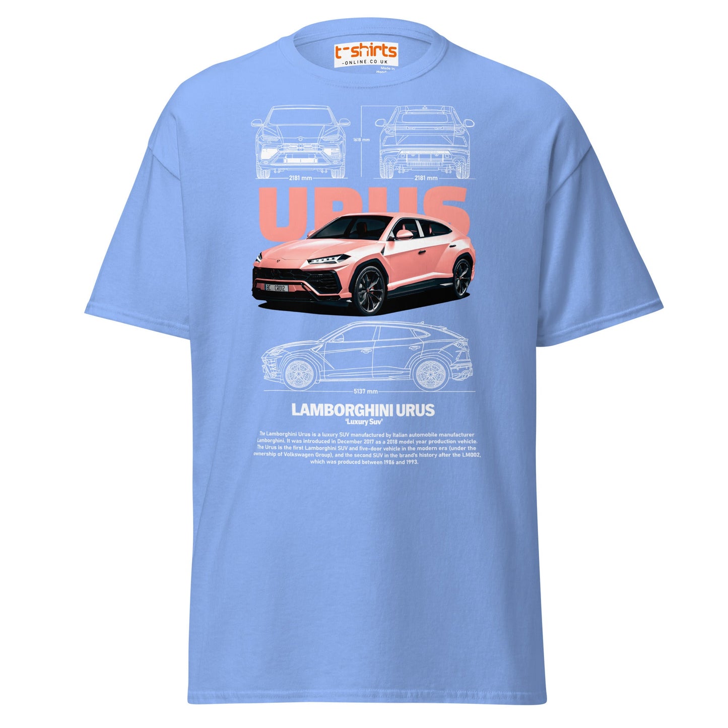 Lamborghini Urus T-Shirt | Luxury SUV Car Tee - Carolina Blue - T-Shirts Online