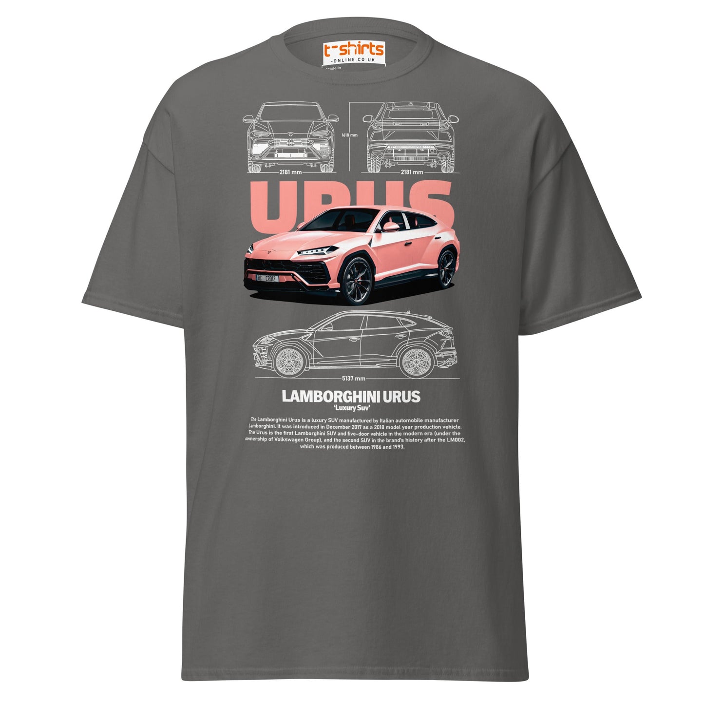 Lamborghini Urus T-Shirt | Luxury SUV Car Tee - Charcoal - T-Shirts Online