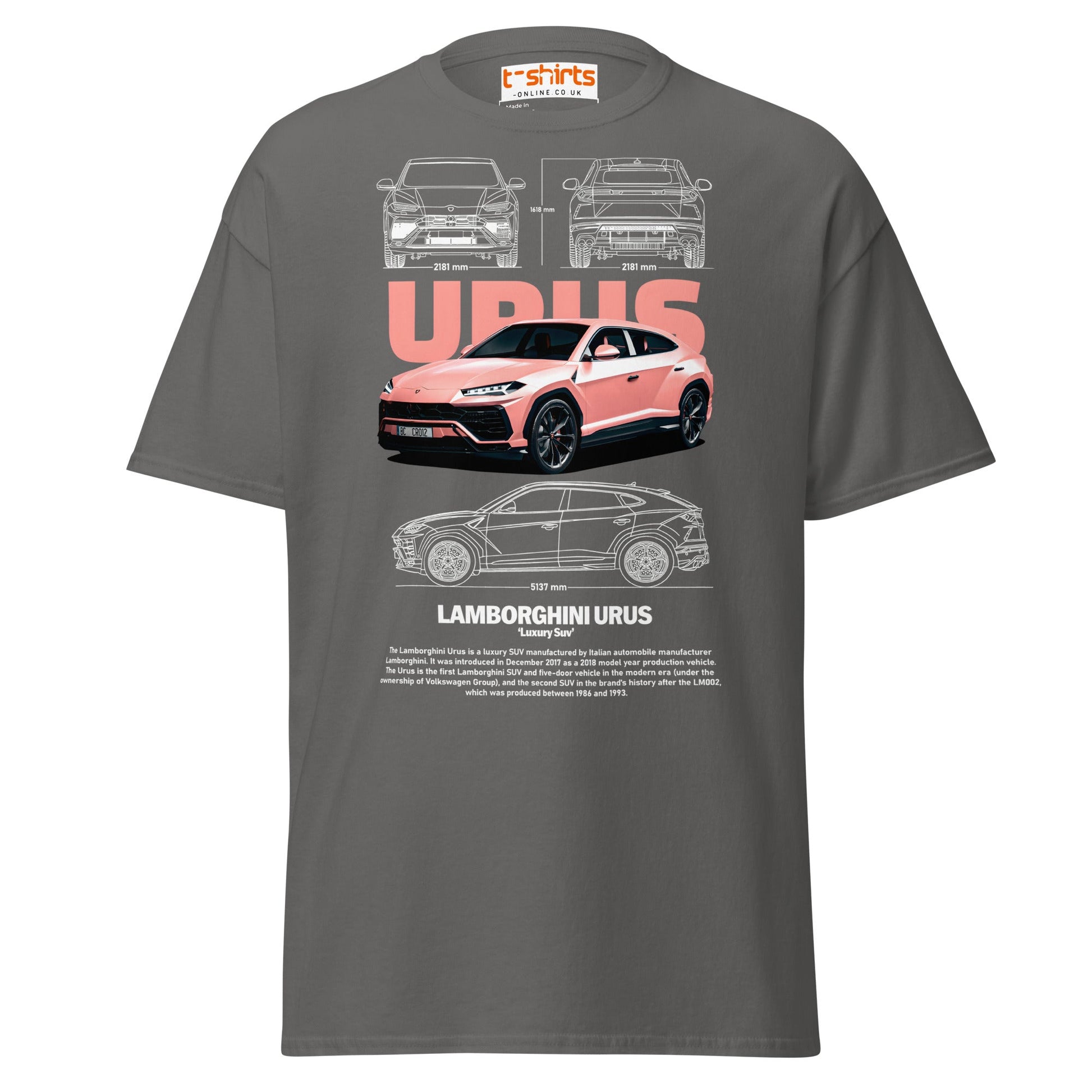 Lamborghini Urus T-Shirt | Luxury SUV Car Tee - Charcoal - T-Shirts Online