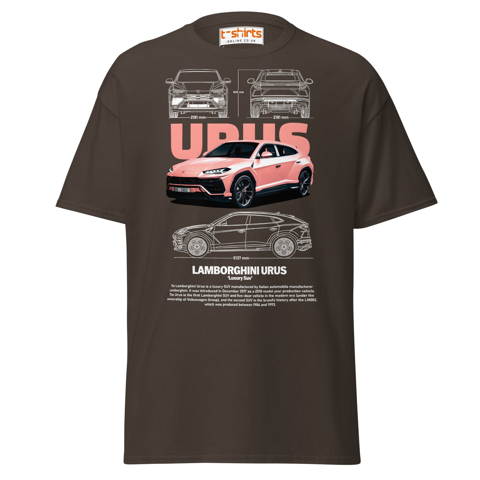 Lamborghini Urus T-Shirt | Luxury SUV Car Tee - Dark Chocolate - T-Shirts Online