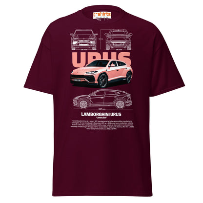 Lamborghini Urus T-Shirt | Luxury SUV Car Tee - Maroon - T-Shirts Online