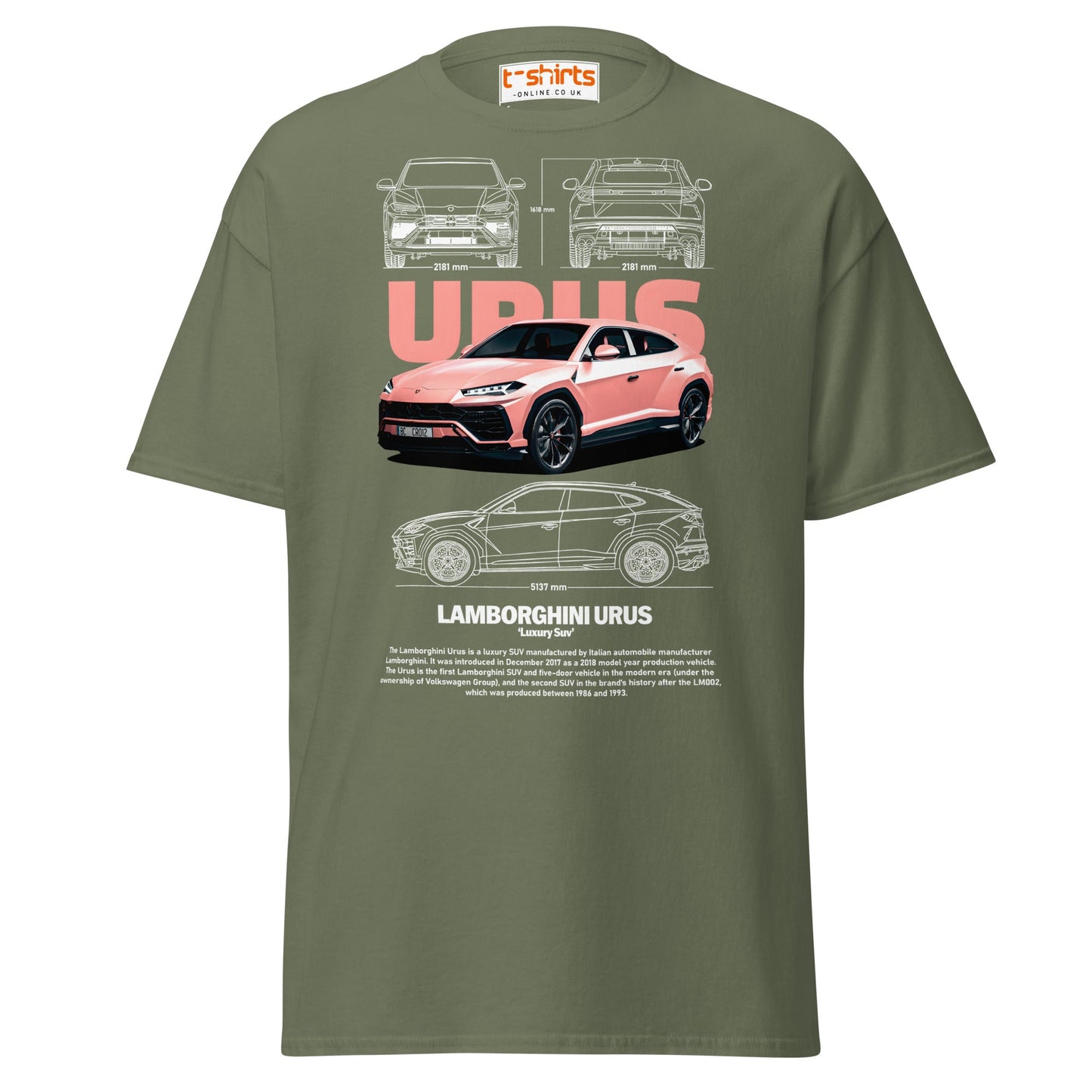 Lamborghini Urus T-Shirt | Luxury SUV Car Tee - Military Green - T-Shirts Online