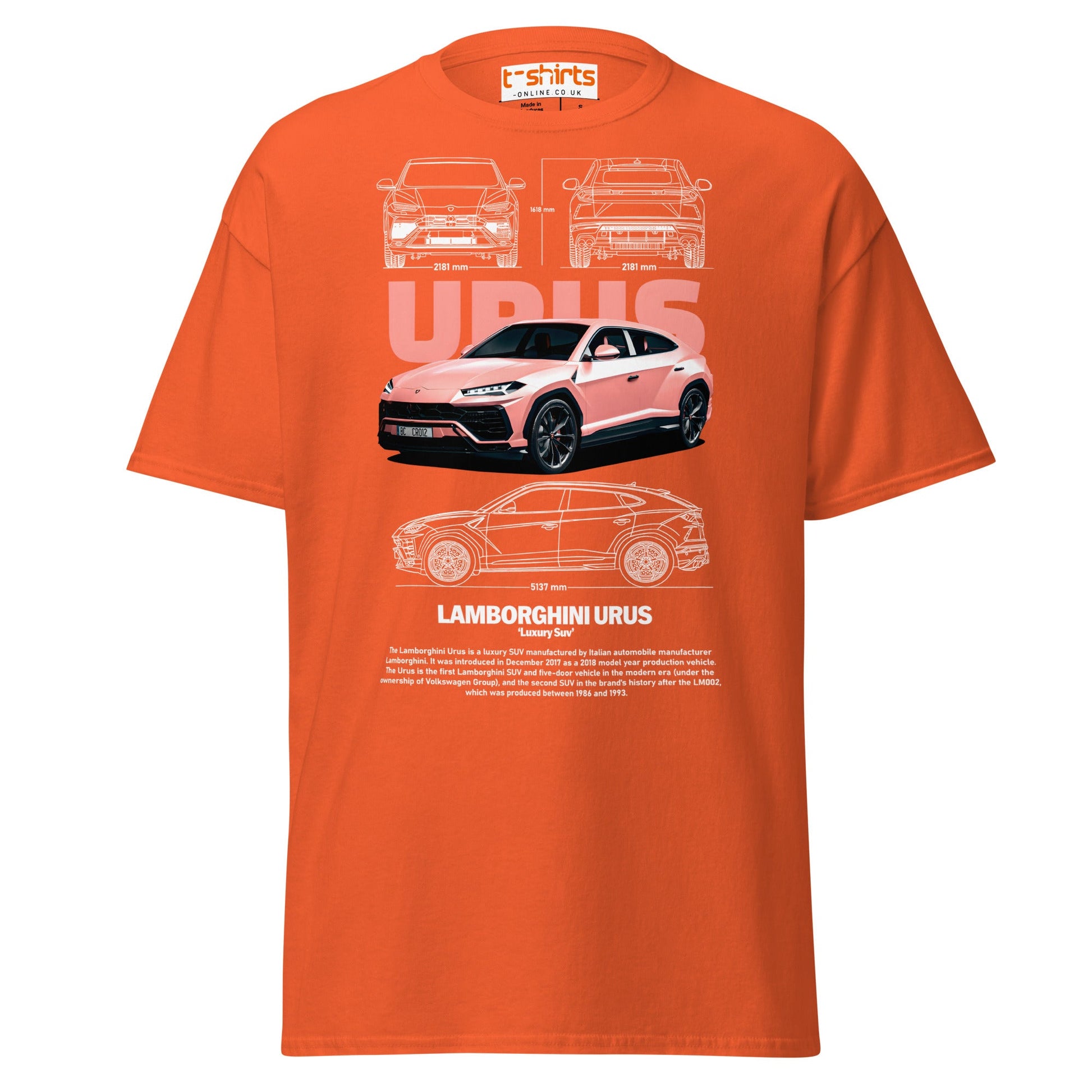 Lamborghini Urus T-Shirt | Luxury SUV Car Tee - Orange - T-Shirts Online