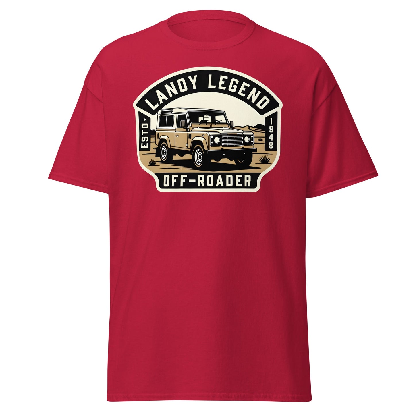 Landy Legend Off - Roader T-Shirt | Land Rover Defender Tee - Cardinal - T-Shirts Online