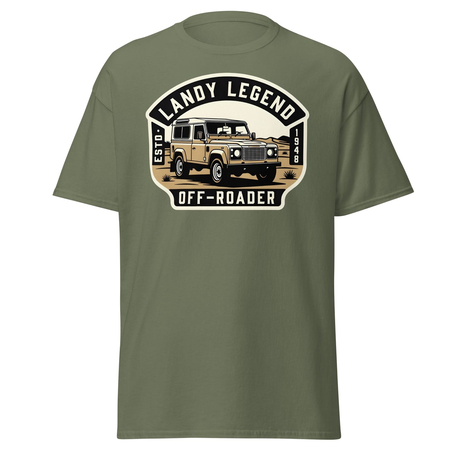 Landy Legend Off - Roader T-Shirt | Land Rover Defender Tee - Military Green - T-Shirts Online