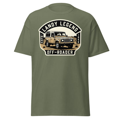 Landy Legend Off - Roader T-Shirt | Land Rover Defender Tee - Military Green - T-Shirts Online