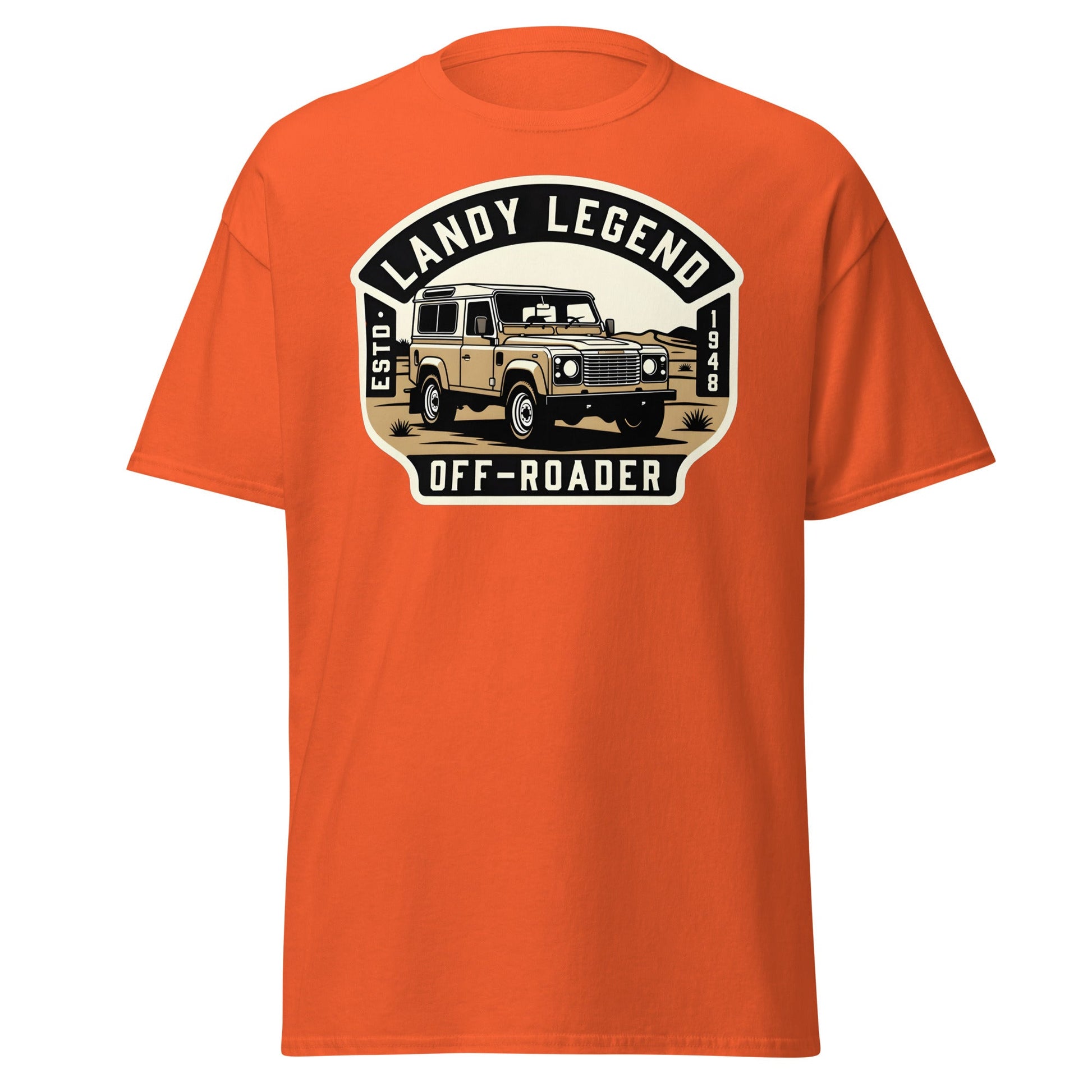 Landy Legend Off - Roader T-Shirt | Land Rover Defender Tee - Orange - T-Shirts Online