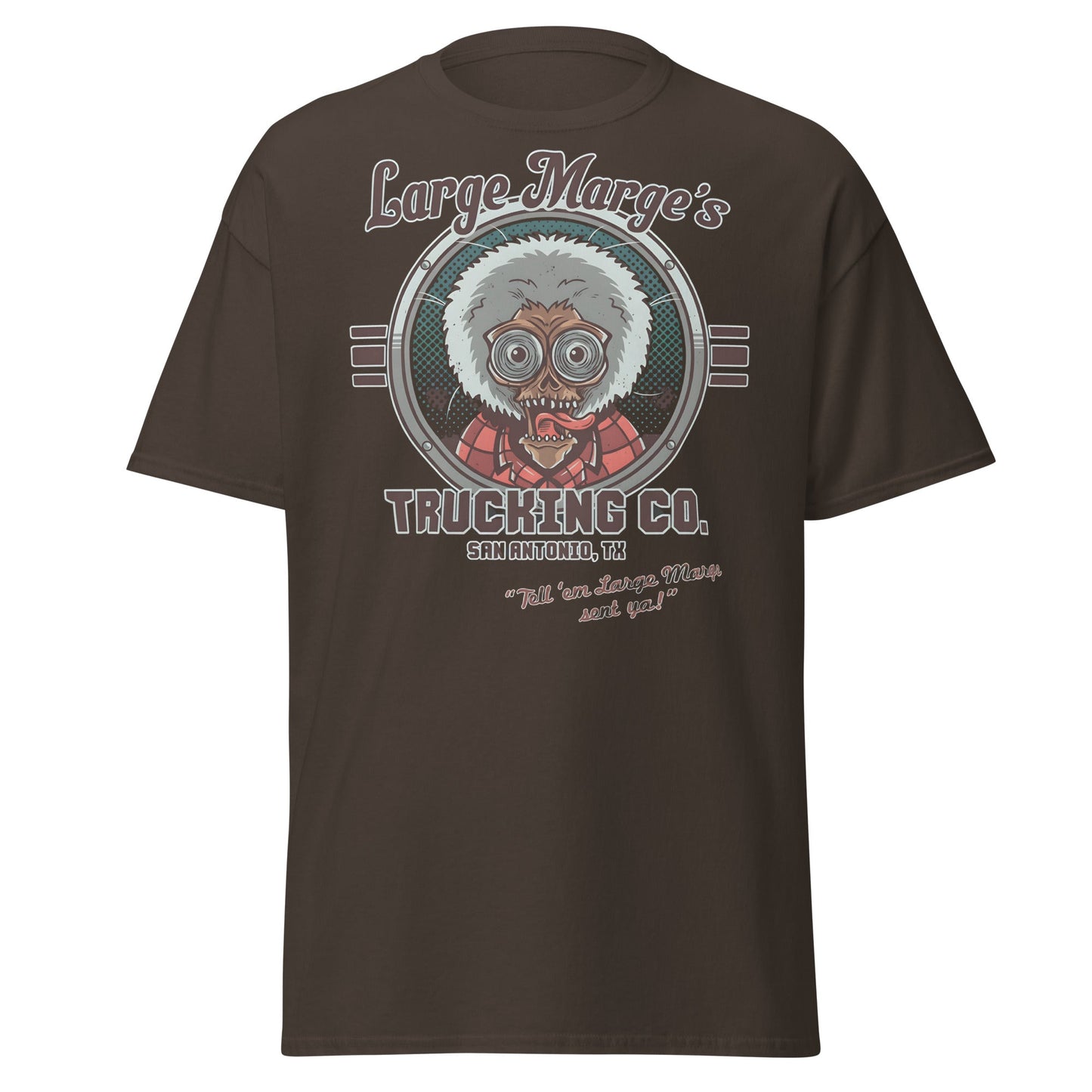 Large Marge's Trucking Co. Horror Movie T-Shirt - Dark Chocolate - T-Shirts Online