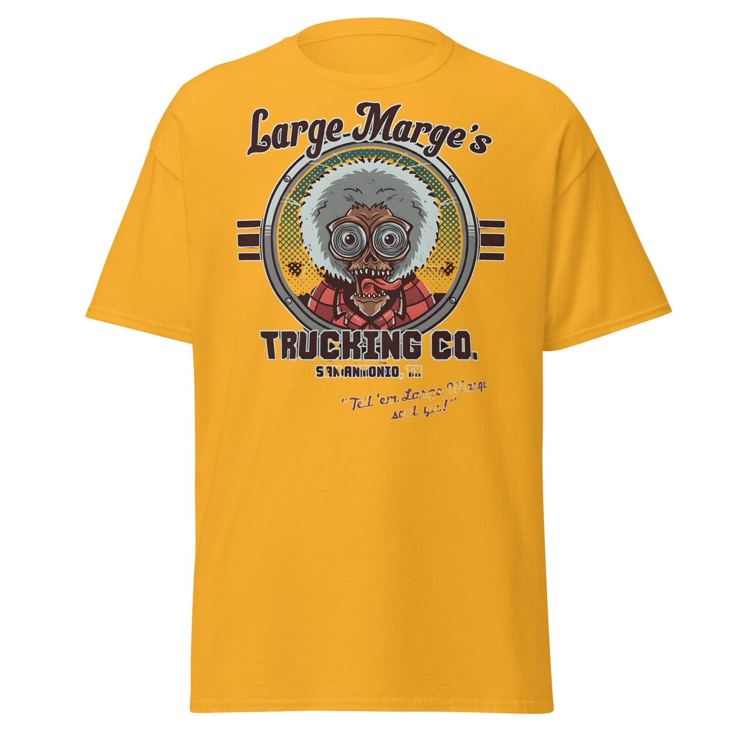 Large Marge's Trucking Co. Horror Movie T-Shirt - Gold - T-Shirts Online