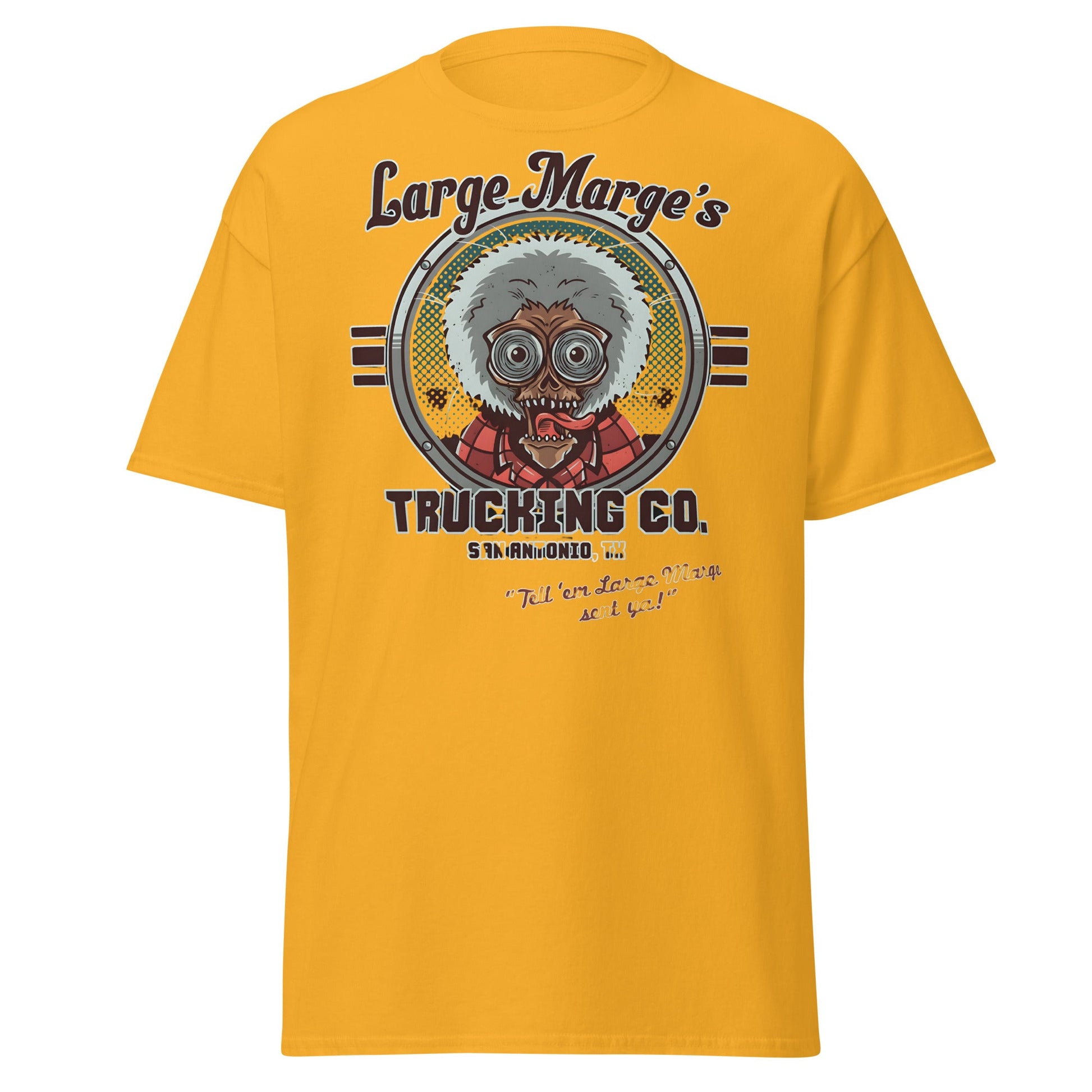 Large Marge's Trucking Co. Horror Movie T-Shirt - Gold - T-Shirts Online