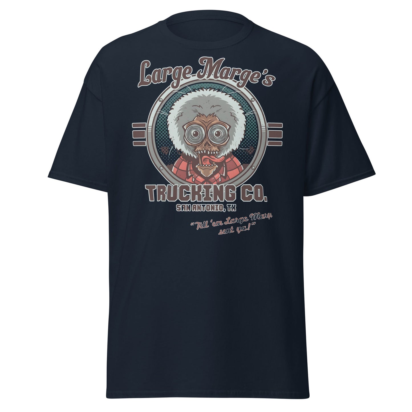 Large Marge's Trucking Co. Horror Movie T-Shirt - Navy - T-Shirts Online