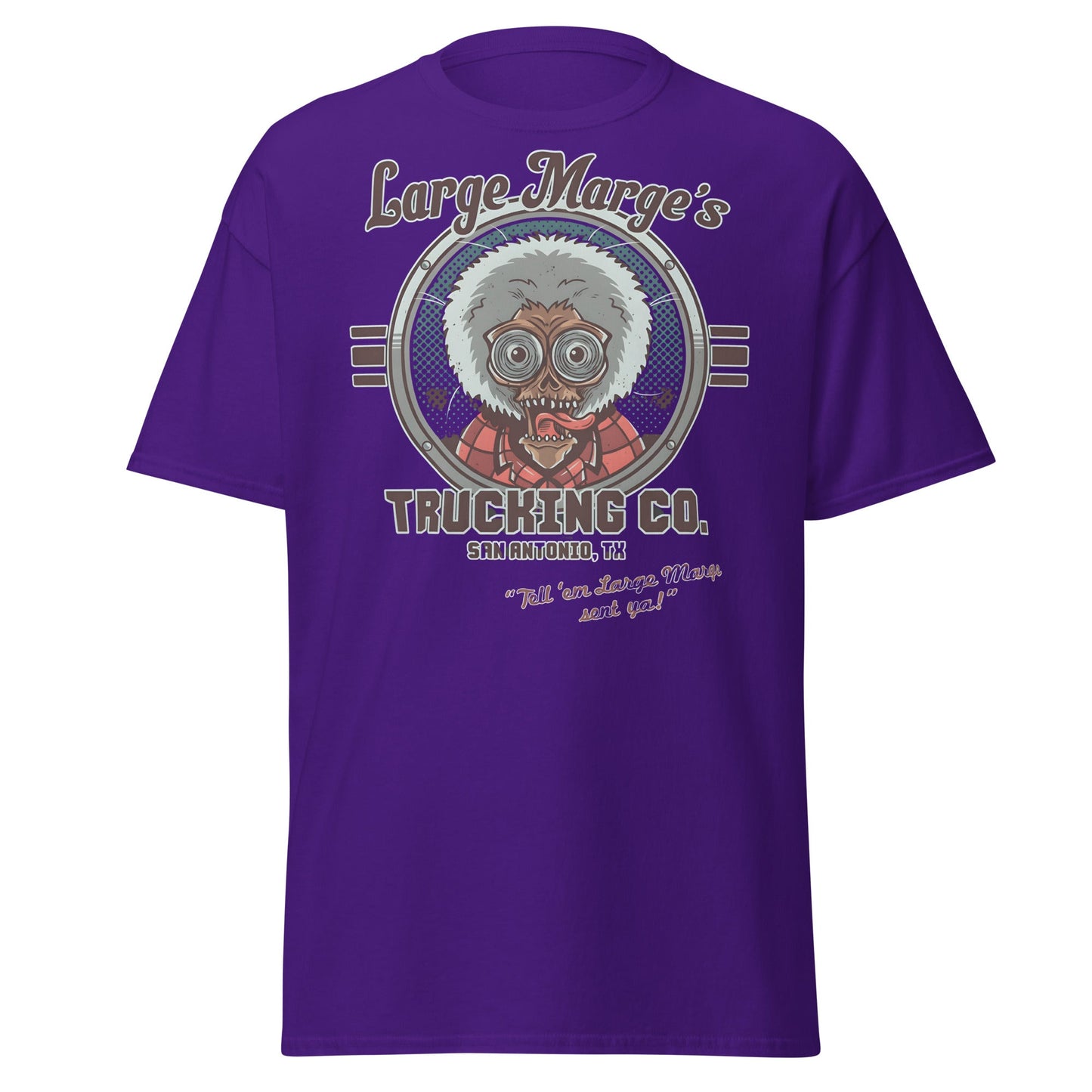 Large Marge's Trucking Co. Horror Movie T-Shirt - Purple - T-Shirts Online