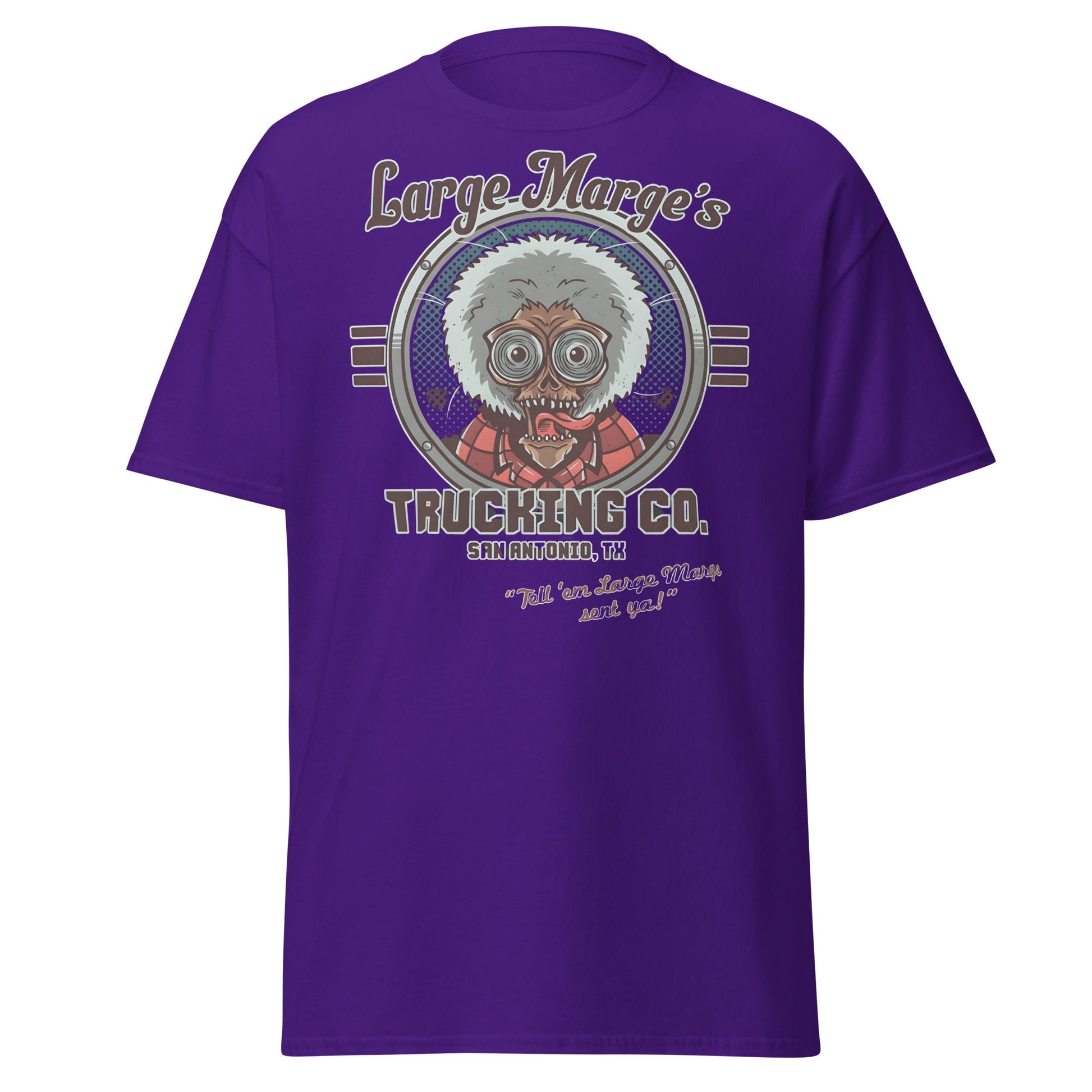 Large Marge's Trucking Co. Horror Movie T-Shirt - Purple - T-Shirts Online