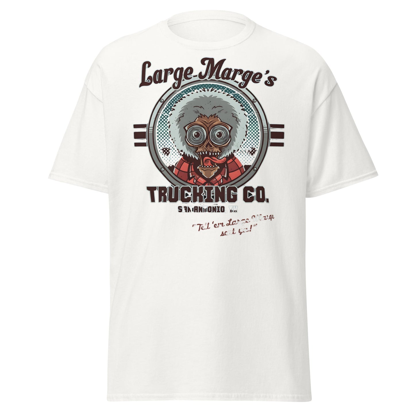 Large Marge's Trucking Co. Horror Movie T-Shirt - White - T-Shirts Online