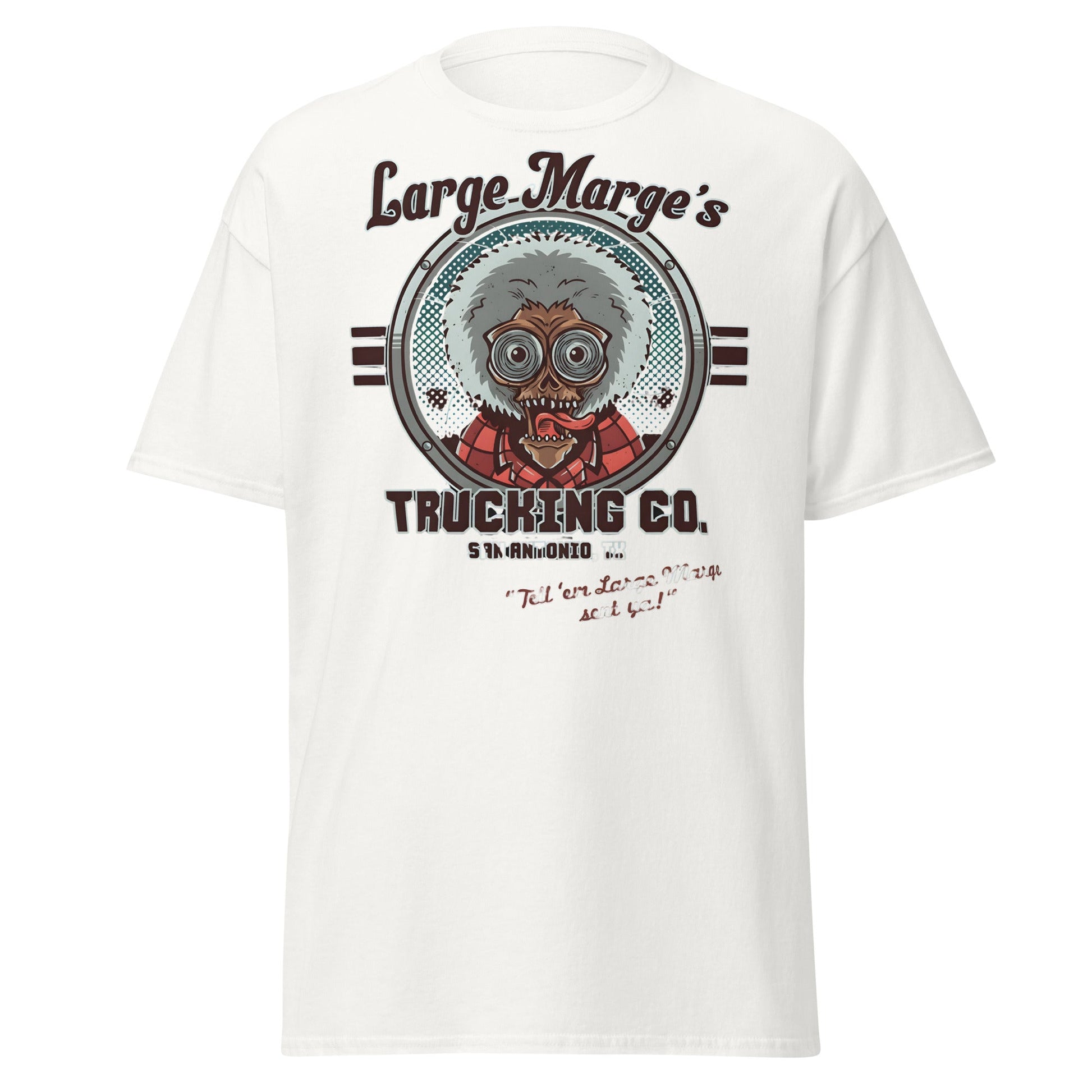 Large Marge's Trucking Co. Horror Movie T-Shirt - White - T-Shirts Online