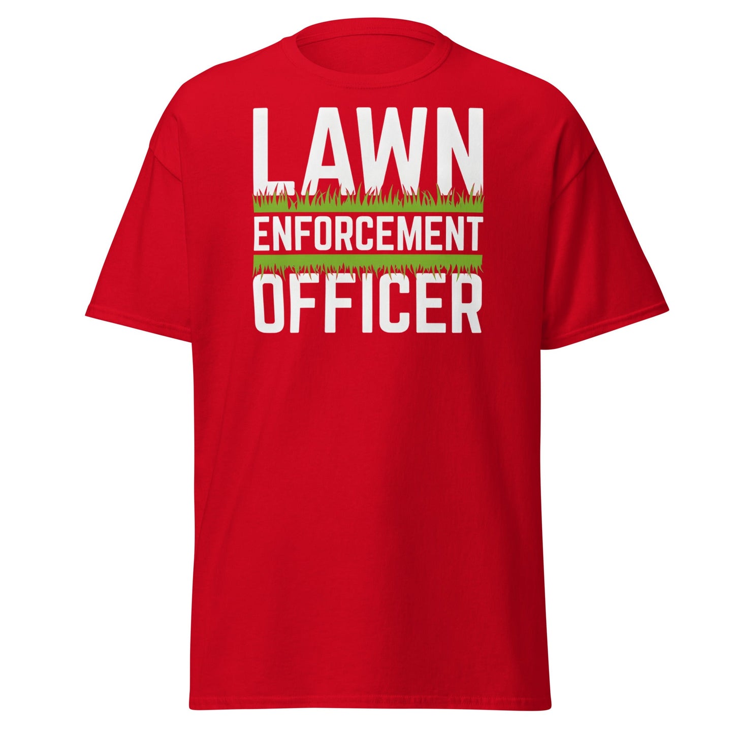 Lawn Enforcement Officer T-Shirt - Funny Gardening Tee - Red - T-Shirts Online