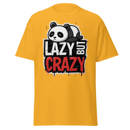 Lazy But Crazy Panda T-Shirt - Funny Cute Animal Tee - Gold - T-Shirts Online
