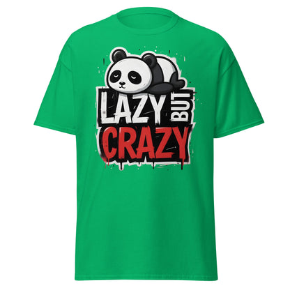 Lazy But Crazy Panda T-Shirt - Funny Cute Animal Tee - Irish Green - T-Shirts Online