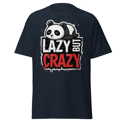Lazy But Crazy Panda T-Shirt - Funny Cute Animal Tee - Navy - T-Shirts Online