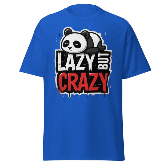 Lazy But Crazy Panda T-Shirt - Funny Cute Animal Tee - Royal - T-Shirts Online