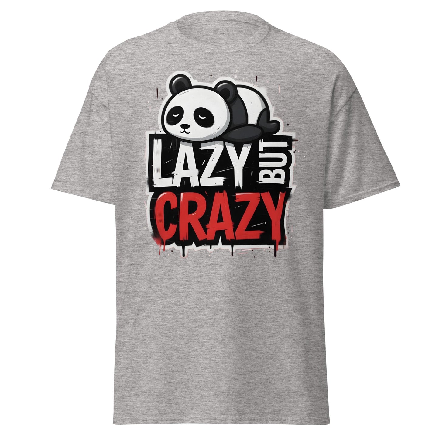Lazy But Crazy Panda T-Shirt - Funny Cute Animal Tee - Sport Grey - T-Shirts Online