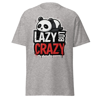 Lazy But Crazy Panda T-Shirt - Funny Cute Animal Tee - Sport Grey - T-Shirts Online
