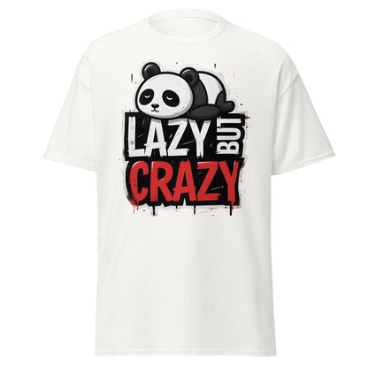 Lazy But Crazy Panda T-Shirt - Funny Cute Animal Tee - White - T-Shirts Online