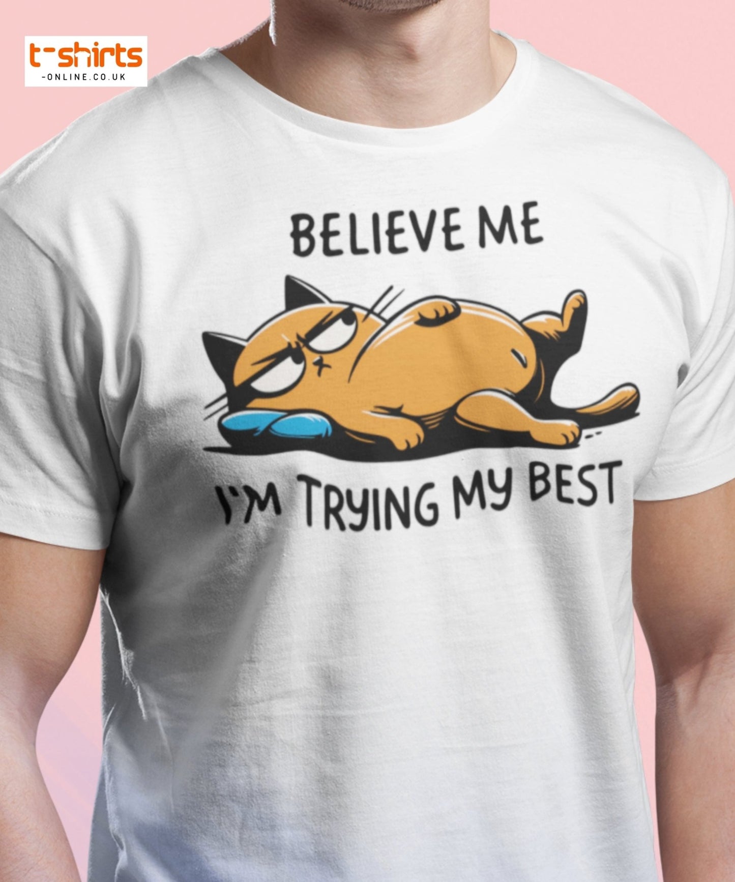 Lazy Cat T-Shirt | Believe Me I’m Trying My Best Tee - Red - T-Shirts Online
