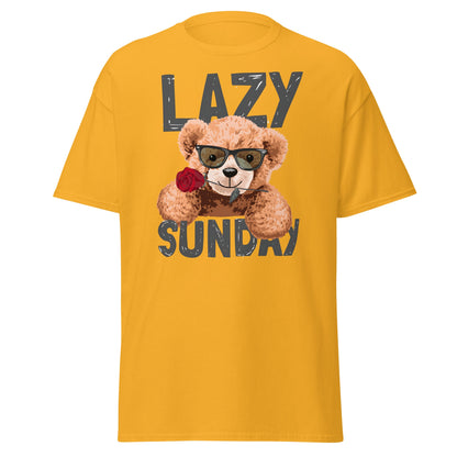 Lazy Sunday Teddy Bear T-Shirt | Cute Chill Day Tee - Gold - T-Shirts Online