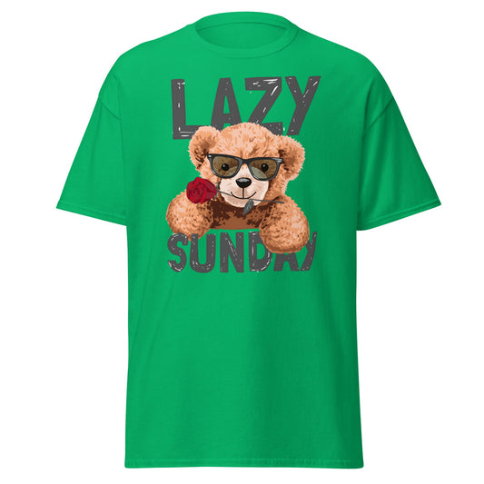 Lazy Sunday Teddy Bear T-Shirt | Cute Chill Day Tee - Irish Green - T-Shirts Online
