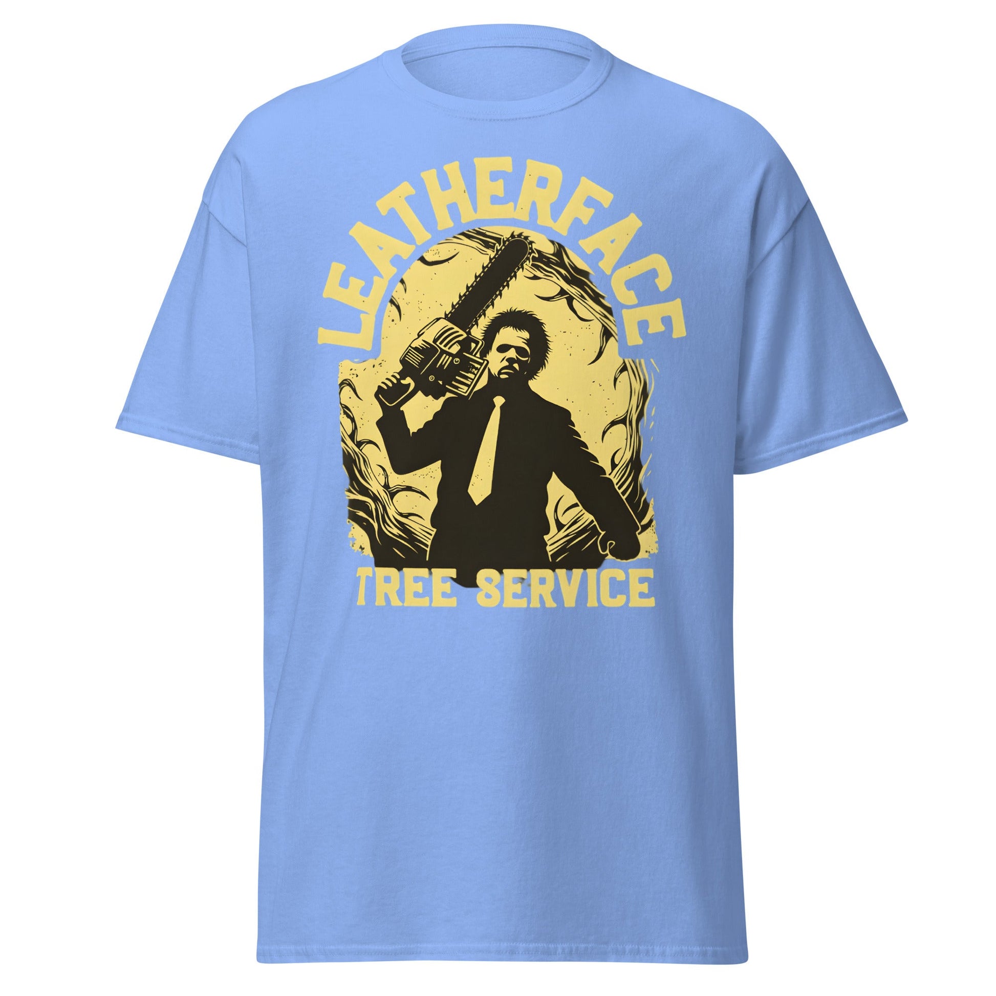 Leatherface Tree Service T-Shirt | Funny Horror Graphic Tee - Carolina Blue - T-Shirts Online