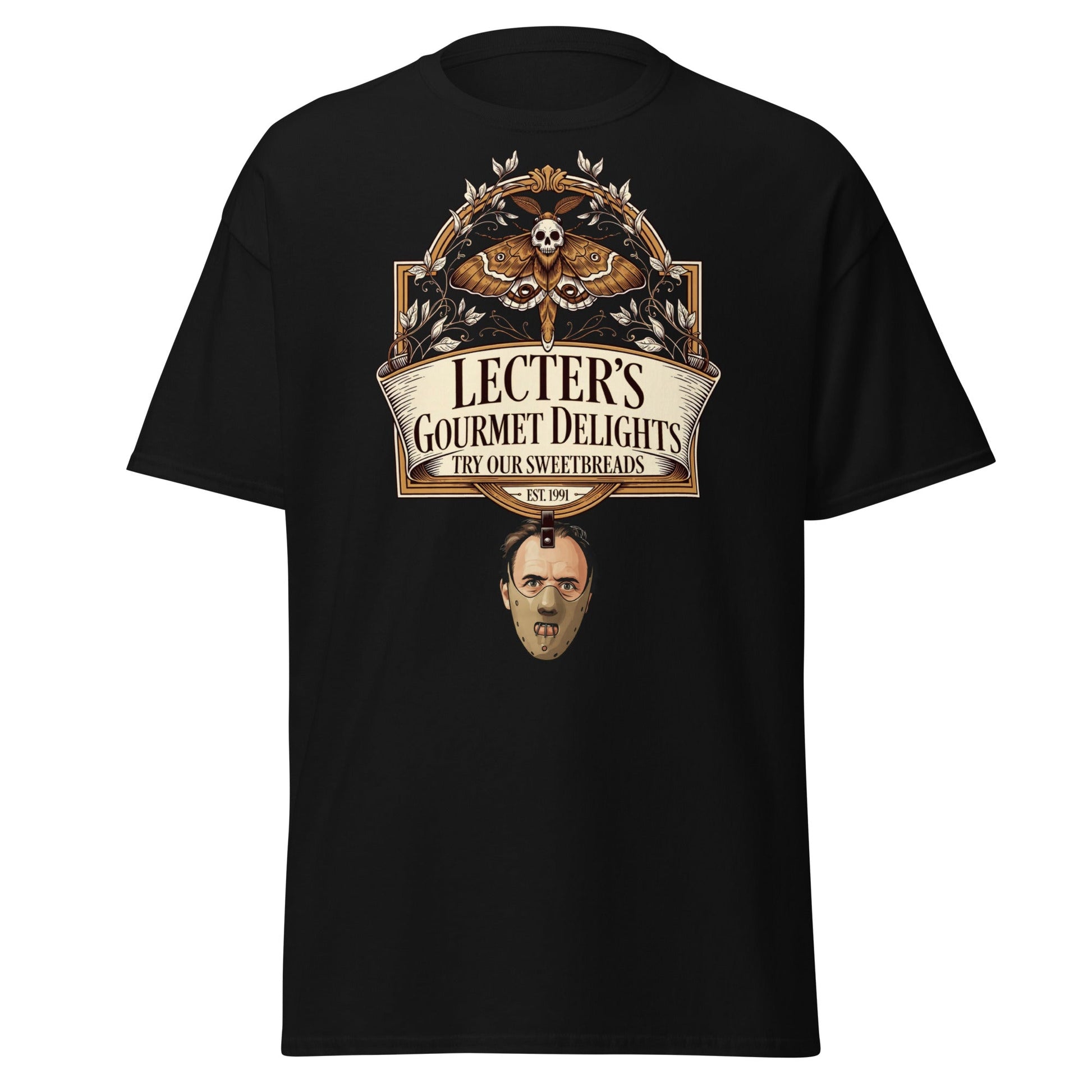 Lecter's Gourmet Delights Funny Horror T-Shirt - Black - T-Shirts Online