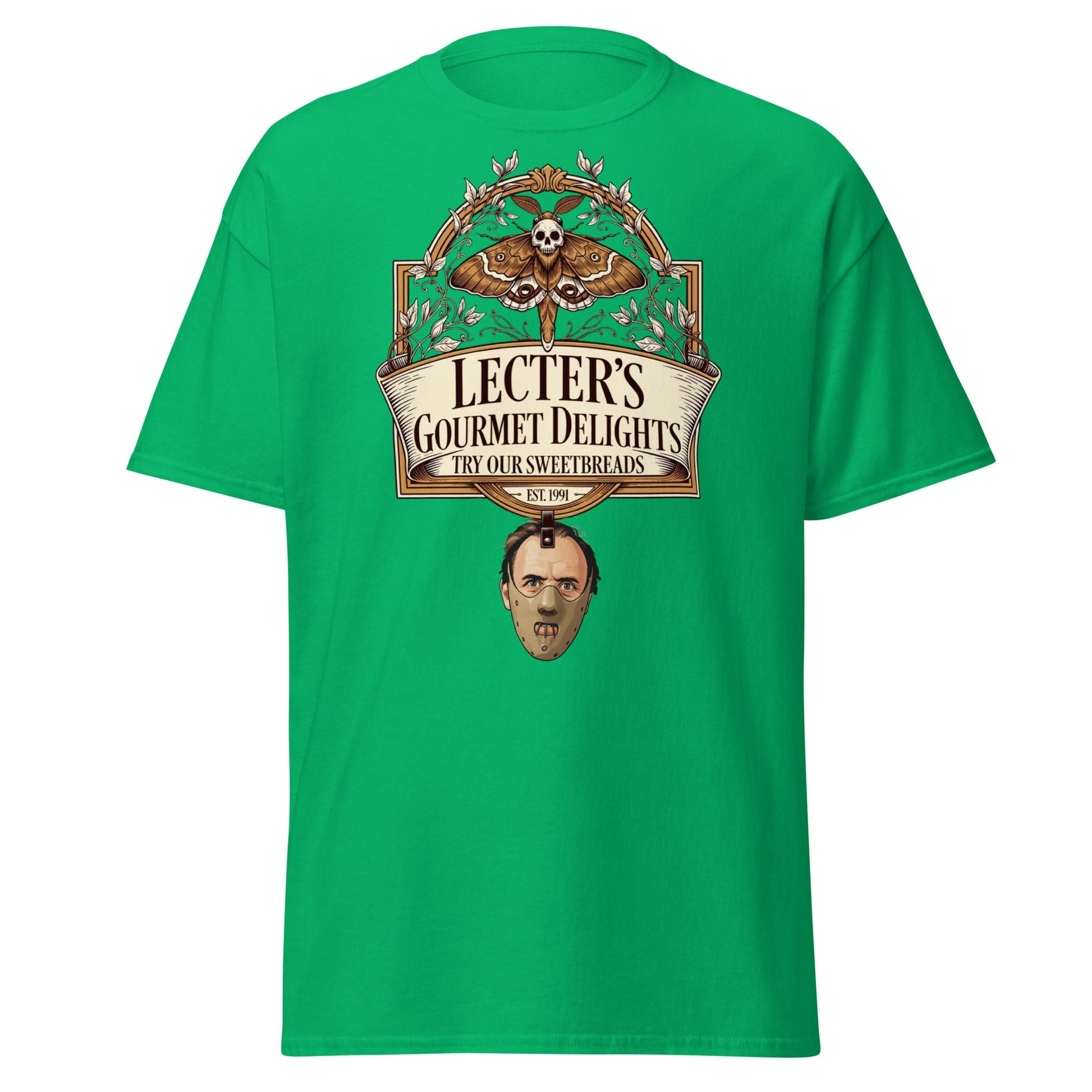 Lecter's Gourmet Delights Funny Horror T-Shirt - Irish Green - T-Shirts Online