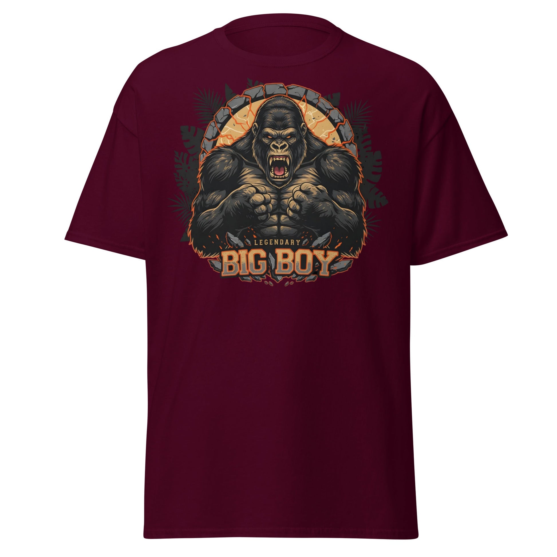Legendary Big Boy Gorilla Power T-Shirt - Maroon - T-Shirts Online