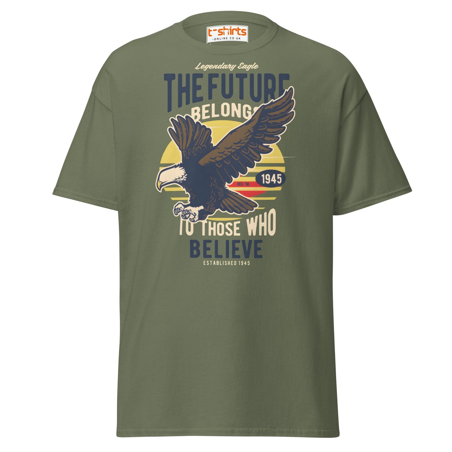 Legendary Eagle Retro Patriotic T-Shirt - Military Green - T-Shirts Online