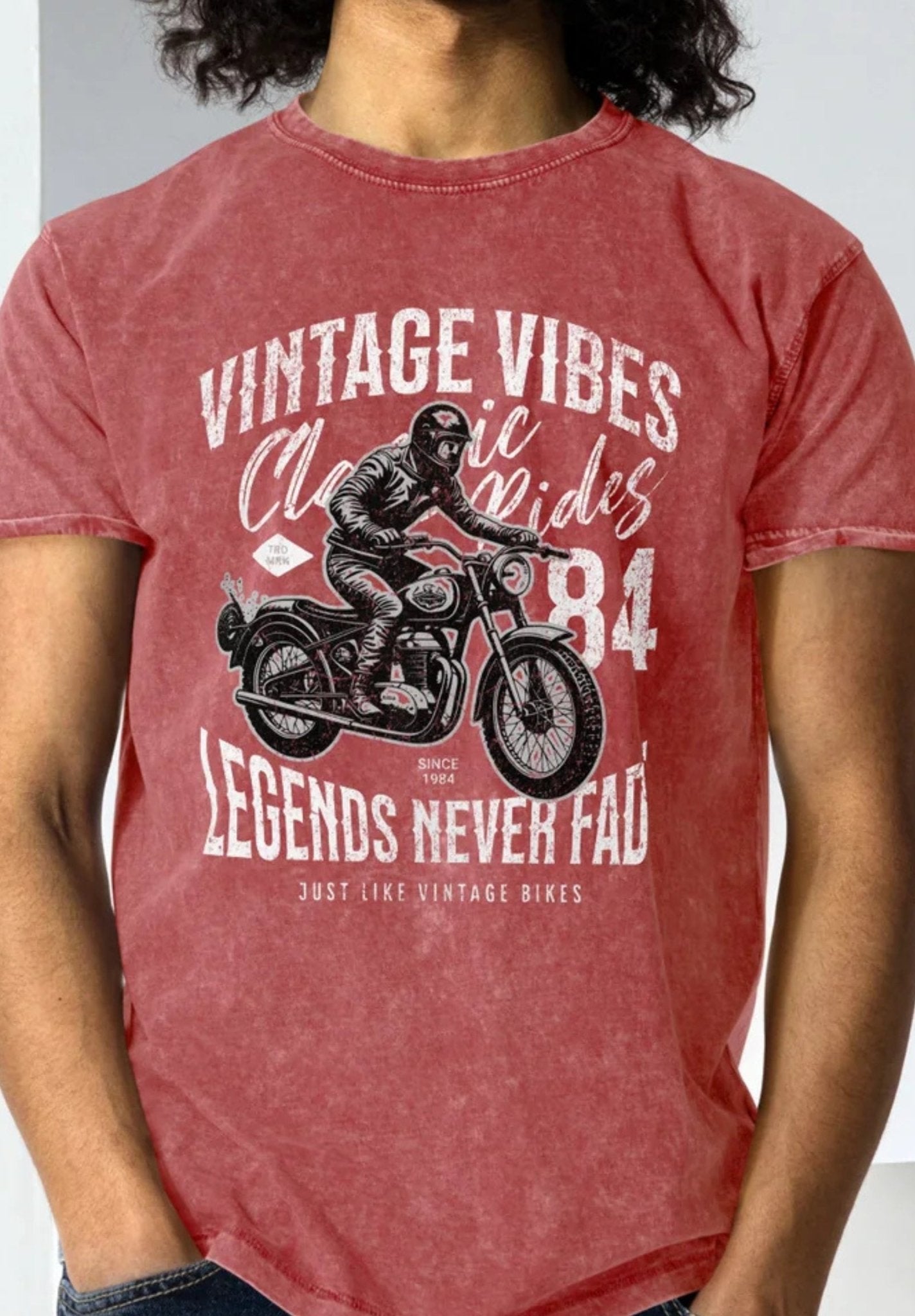 Legends Never Fade T-Shirt | Men's Denim Motorbike Tee - Black - T-Shirts Online